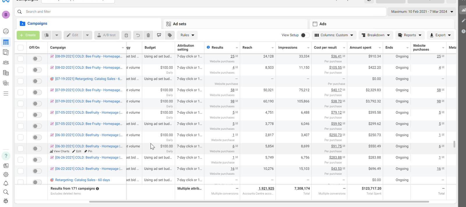 Analytics Report from a Successful Meta Ads Campaign Highlighting ROI.